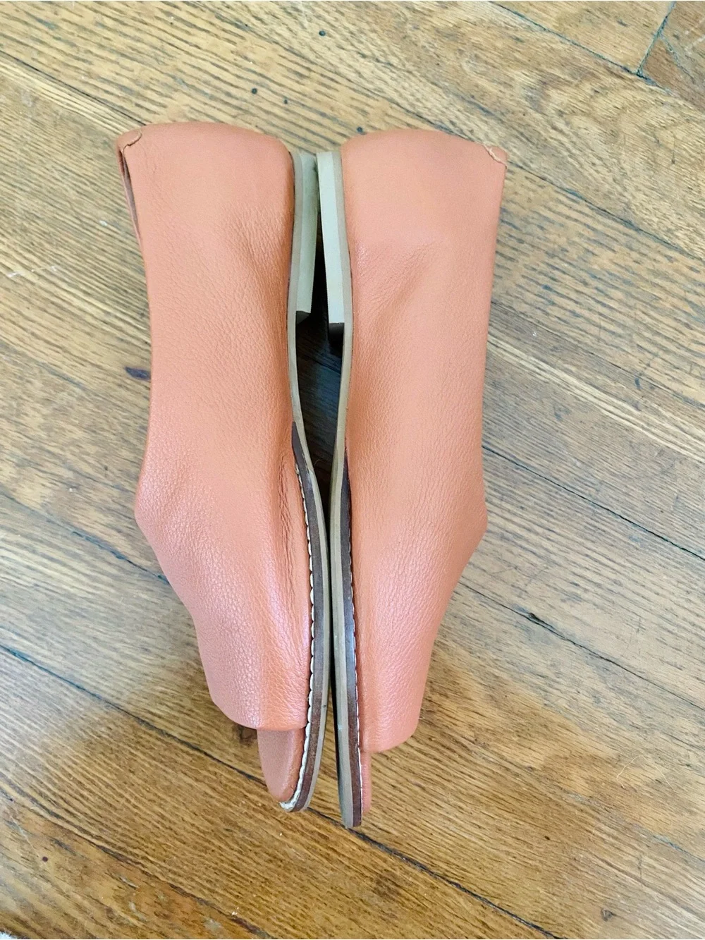 Anthropologie Terracotta Open-Toe Leather Flats